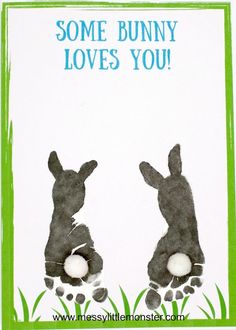 some bunny loves you handprinted card