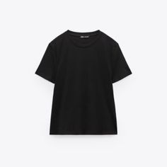 Brand New Women’s Basic T-Shirt From Zara. Round Neck, Short Sleeve. Basic Black T-shirt For Summer, Basic Black Short Sleeve Top Relaxed Fit, Basic Black Short Sleeve Top With Relaxed Fit, Black Relaxed Fit Short Sleeve Top, Basic Black Cotton Short Sleeve Top, Simple Black Summer Tops, Black Relaxed Fit Simple Top, Simple Black Tops For Summer, Black Cotton Zara T-shirt