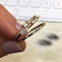 Minimal Gold Stacking Ring Set for Sale | La Kaiser Simplistic Jewelry, Gold Stacking Ring, Dainty Gold Rings, Feather Ring, Mother Rings, Birds Of A Feather, Stacking Ring Set, Gold Ring Stack, Rings Cool