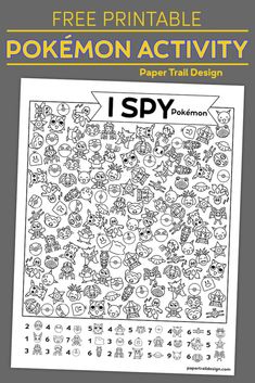 the free printable pokemon activity paper trail design is shown in black and white, with text