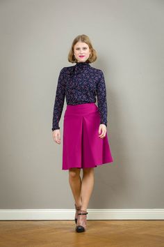 "Perfect for the first autumn walk! Marie is a cozy skirt in a beautiful berry, with a deep fold. It is elastic, so the skirt does not need a zipper. A wonderful skirt for every day.. Berlin Calling is also available in many different colors. Size / Weight / \"Berlin Calling\" is available in sizes 36-42, for other sizes asks simply. materials 70% viscose, 27% nylon. 3% Spandex Care instructions: Machine wash inside out at 30 degrees, iron on reverse hot Production Handmade with Love in Berlin" Pink Fall Midi Skirt, Fall Stretch Gathered Skirt, Pink Midi Skirt For Fall, Relaxed Pink Skirt For Fall, Long Pink Skirt For Fall, Pink Long Skirt For Fall, Stretch Lined Skirt For Fall, Stretch Gathered Skirt Bottoms For Fall, Purple Stretch Flared Skirt