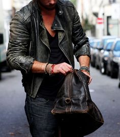 Motorbike Jackets Motorbike Jackets, Distressed Leather Jacket, Men's Leather Jacket, Sharp Dressed Man, Biker Leather, Well Dressed Men, Distressed Leather, Men Looks, Mode Inspiration