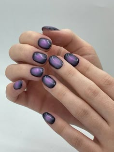 Black And Purple Aura Nails, Canvas Belt Outfit, Short Festival Nails, Aura Short Nails, Nail Art Court, Purple Airbrush Nails, Airbrush Nails Short, Short Grunge Nails