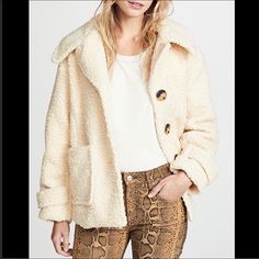 Brand: Free People | Urban Outfitters Style: Ob872251 - So Soft Cozy Pea Coat Size: M Condition: New Without Tag Ready To Ship Jcrew Teddy Sherpa Lady Coat, Cozy Jacket, People Brand, Bohemian Lifestyle, Peacoat Jacket, Free People Jacket, Teddy Coat, Sherpa Jacket, Pair Of Pants