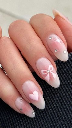 Going Out Nails Ideas, Nails For 10 Year Girl, Nail Outfits, Angelic Nails, January Nail, Rings Brand, Birthday Nail Designs, Bow Nails, Beach Nail Designs