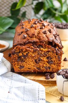 Chocolate Chip Pumpkin Bread is a delicious way to enjoy fall! This recipe creates a moist, delicious, spiced bread, filled with little morsels of chocolate that really take the flavor to a new level! Spice Bread, Pumpkin Pie Filling