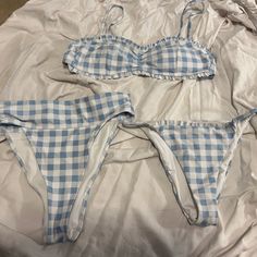 Baby Blue And White Plaid Ruffle Forever 21 Bikini, Brand New, Never Been Worn, With Two Bottoms, Both Cheeky Price Was For All Three Forever 21 Triangle Top Swimwear For Vacation, Forever 21 Triangle Top Swimwear For Summer, Forever 21 Triangle Top Beachwear Swimwear, Forever 21 Triangle Top Swimwear For Swimming, Forever 21 Triangle Top Swimwear For Spring, Forever 21 Triangle Top Swimwear, Casual Forever 21 Swimwear For Beach, Forever 21 Casual Beach Swimwear, Forever 21 Swimwear For Spring Pool Season