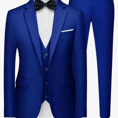 3 Piece Royal Blue Mens Suit By Kudmol....Jacket, Vest And Pants. Xxl. Never Worn. See Measurement Pictures Blue Suits With Pockets, Slim Fit Blue Outerwear With Pockets, Royal Blue Mens Suit, Blue Mens Suit, Dark Royal Blue, Vest And Pants, Jacket Vest, Walker Boots, Rain And Snow Boots