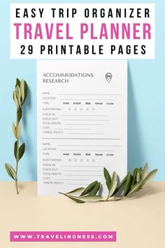 travel planner with text overlay that reads easy trip organizer travel planner printable pages