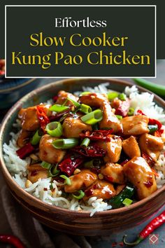 Enjoy an effortless dinner with this slow cooker Kung Pao Chicken recipe. Perfect for busy weekdays, this Szechuan dish offers a blend of spicy, savory, and sweet flavors. Save this pin to your slow cooker recipes board and click to get the full recipe. Come home to a delicious, ready-to-eat meal every time! Crock Pot Kung Pao Chicken, Kung Pao Chicken Crockpot, Crockpot Kung Pao Chicken, Slow Cooker Kung Pao Chicken, Slow Cooker Spicy Chicken, Szechuan Chicken, Slow Cooked Chicken