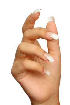 a woman's hand with white nail polish on it