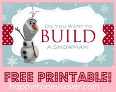 a free printable frozen snowman gift card for kids to use on their christmas cards