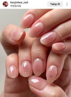 #nails #nailsofinstagram #nailart #summernails Minimal Cute Nails, Almond Shaped Jelly Nails, Short Natural Nails Gel Polish, Really Short Nail Designs Simple, Pink Gel Mani, Short Nail Minimal Design, Neutral Short Nail Designs, Korean Glass Nails Almond, Mail Inspo Pink