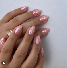 Chrome Nail Colors, Pink Chrome Nails, Chrome Nail, Cute Gel Nails, Nail Swag, Girls Nails, Chic Nails, Chrome Nails