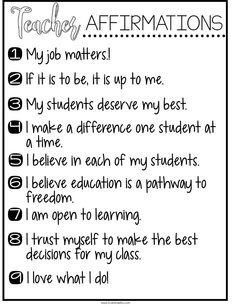 a printable teacher's affirmation for students