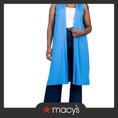 in stock Solid Color Summer Outerwear For Layering, Solid Summer Outerwear For Layering, Solid Outerwear For Summer Layering, Casual Stretch Outerwear, Trendy Blue Open Front Cardigan, Casual Wrap Cardigan For Daywear, Versatile Blue Outerwear For Layering, Chic Stretch Blue Outerwear, Blue Wrap Outerwear For Spring