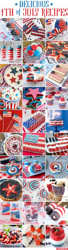 the patriotic table is full of red, white and blue plates