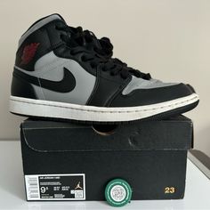 Black/Gym Red-Particle Grey Stockx Verified Jordan 1 Mid Black/fire Red/white, Jordan Black, Shoes Air, Air Jordan 1 Mid, Jordan 1 Mid, Jordans For Men, Air Jordan 1, Jordan Shoes, Jordan 1