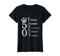 a black t - shirt with white lettering that reads fifty and has the number five on it