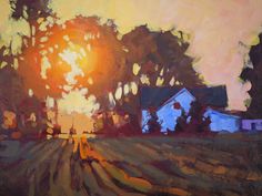 Sunrise Over Farmhouse -  Jed Dorsey - McGaw Graphics Acrylic University, Camano Island, Unstretched Canvas, Time Art, Love Painting, Learn To Paint, Great Artists