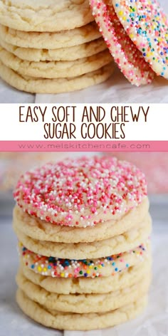 easy soft and chewy sugar cookies with sprinkles are the perfect treat