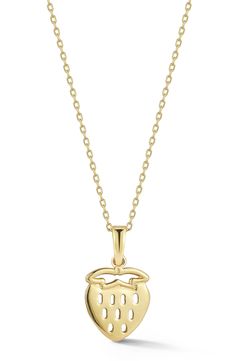 This dainty chain necklace suspends a strawberry-shaped pendant that brings a dose of whimsy to your brunch-ready attire. 18" length; 0.4" x 0.45" pendant
 14k gold Imported Dainty Chain Necklace, Dainty Chain, Womens Jewelry Necklace, Nordstrom Rack, Jewelry Necklace Pendant, Chain Necklace, Jewelry Design, Fine Jewelry, Fashion Jewelry