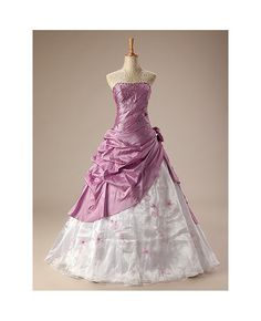 Shop affordable ballgown embroidered strapless two-tone long gown with ruffles online. Free Shipping and Custom-made. Pro since 2009. Strapless Purple Gown For Debutante Ball, Frilly Prom Dress, Gown With Ruffles, Costume Drawing, Asymmetrical Gown, Textiles Ideas, Day Gown, Pretty Pink Princess, Old Fashion Dresses