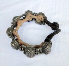 "Ethnic Tribal Old Silver Beads Bracelet From Rajasthan Northern India. Many Silver Units Beads Strung together on a Wide yarn base. Beautiful Collection piece in very Good Condition. Length-18.5 cm(7.28 \"),Width- 2.5 cm(0.98\"), Weight-100 Grams(3.52 ounces)." Traditional Adjustable Beaded Bracelet With Silver Beads, Traditional Polished Beaded Bracelets For Festivals, Traditional Silver Beaded Bracelets With Large Beads, Traditional Silver Beaded Bracelet With Large Beads, Traditional Wooden Beads Bracelets For Festival, Traditional Wooden Beads Bracelet For Festival, Traditional Black Beads For Bracelets, Traditional Silver Beaded Bracelets For Festivals, Traditional Large Beads Bracelets For Festival