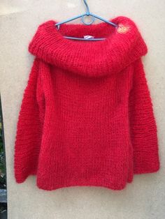 Long turtleneck red mohair sweater - Long collared sweater - Hand Knit mohair women sweater - Slim k Hand Knitted Sweaters For Women, Mohair Sweater Knit, Knot Sweater, Collared Sweater, Mohair Knit, Fluffy Sweater, Mohair Yarn, Warm Sweater, Thick Sweaters