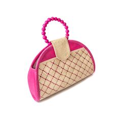 Add a fun, sustainable, chic bag to your look this season. Handmade by aritisans with Original "Paja Toquilla" Handwoven in Monte Cristi, Ecuador Handle is made with 100% Tagua Nuts Bag: 13" x 9.5" x 3.25" Handle: 5.5" wide Snap closure, interior pocket Woven Jute Bag With Top Handle, Top Handle Woven Jute Bag, Woven Jute Top Handle Bag, Chic Pink Satchel With Paper Bag Included, Crochet Handheld Bag With Detachable Handle For Daily Use, Pink Tote Satchel For Beach, Pink Tote Satchel For The Beach, Chic Handwoven Bag For Daily Use, Eco-friendly Bags With Round Handle