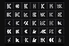 the alphabet is made up of letters and numbers, all in white on a black background