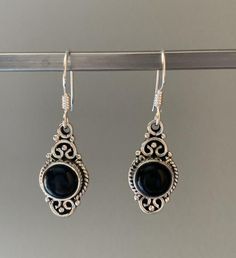 Black onyx earrings, Flowers black onyx earrings Black Sterling Silver Earrings For Formal Occasions, Nickel-free Black Dangle Jewelry, Black Nickel-free Dangle Jewelry, Black Enamel Dangle Earrings For Gift, Classic Black Pierced Earrings, Gift Black Enamel Dangle Earrings, Sterling Silver Earrings With Black Enamel, Sterling Silver Round Earrings With Black Enamel, Sterling Silver Earrings With Black Enamel In Round Shape