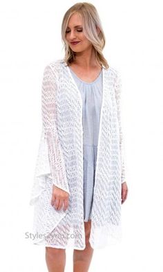 Edna Ladies Bell Sleeve Crochet Bohemian Hippy Cardigan Ivory Hippy Cardigan, Hippy Clothing, Crochet Bohemian, Ruffle Dresses, Ivory Cardigan, Crochet Car, Sleeve Crochet, Cardigan Crochet, Boho Chic Outfits