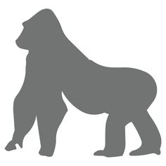 the silhouette of a gorilla is shown in grey on a white background, it appears to be looking down at something