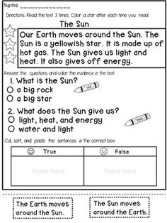 worksheet for reading the stars