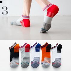 Description *100% Brand new and high quality * QUANTITY: 5 pairs  *Color：Like the picture. *MATERIAL:75% Cotton 23% Polyester 2%Spandex *SEASON: Spring Summer Autumn Socks Design, Socks Packaging, Men Socks, Outdoor Running, Athletic Socks, Designer Socks, Sport Socks, Ankle Socks, Sport Running