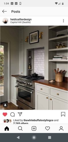 the kitchen is clean and ready to be used by someone who likes it on instagram