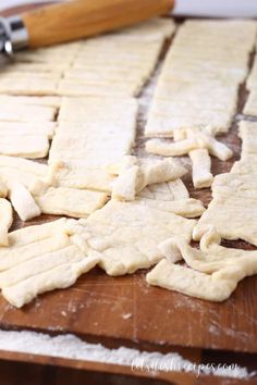 the dough has been cut up and ready to be put in the oven for baking