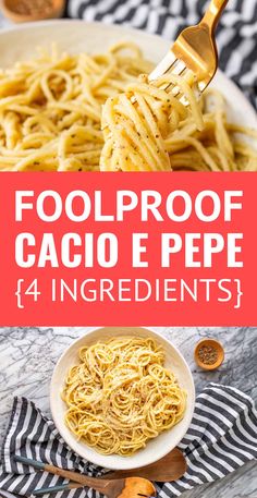 Foolproof Cacio e Pepe Pasta In Under 30 Minutes -- If you love simple and easy pasta dishes, this cacio e pepe recipe is totally for you! This silky and creamy pasta is made with just spaghetti noodles, cheese, lots and lots of black pepper, plus one secret ingredient that makes it foolproof every time... | easy cacio e pepe | best cacio e pepe recipe | spaghetti cacio e pepe #pasta #pastasauce #pastarecipes #cacioepepe #easyrecipe #cacio #4ingredients #spaghetti #spaghettirecipe Simple Recipes With Spaghetti Noodles, Simple Spaghetti Noodle Recipes, Black Pepper Noodles, Caico De Pepp, Simple Noodle Dishes, Simple Pasta Recipes Few Ingredients, Black Pepper Pasta, Pepper Spaghetti, Wheat Pasta Recipes