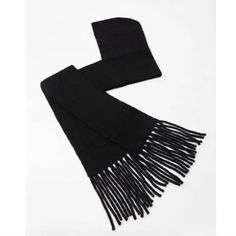 One Size (M) Black Hats For Cold Weather In Fall, Black Hat For Cold Weather In Fall, Black Winter Hats For Cold Weather, Black Hats For Cold Weather In Winter, Black Hats For Winter Cold Weather, Black Hats For Cold Weather And Winter, Fringe Scarf, Black Color, Scarf Wrap