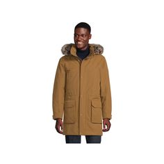 Take the chill out of winter. Featuring heavyweight insulation, this men's Lands' End hooded parka keeps you warm and stylish even the coldest weather. Heavyweight warmth rating Water-repellent shell Faux-fur trim Breathable design Removable hood Zip front 6-pocket Long sleevesFIT & SIZING Classic fit Approximate 35-inch lengthFABRIC & CARE Shell, body, sleeve lining, hood insulation: polyester Hood lining: nylon Rib: acrylic, polyester, spandex Faux-fur trim: acrylic, polyester Machine wash Imp Hooded Insulated Parka For Winter Sports, Insulated Hooded Parka For Winter Sports, Casual Insulated Hooded Parka, Winter Outfits Warm, Winter Parka, Blake Shelton, Hooded Parka, Down Parka, Fur Hood