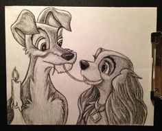 a drawing of lady and the tramp