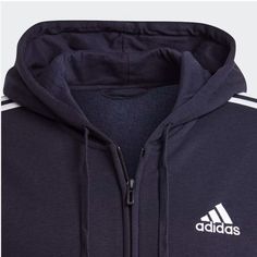 Regular Fit Full Zip With Drawcord-Adjustable Hood 53% Cotton, 36% Recycled Polyester, 11% Viscose Fleece Kangaroo Pockets Ribbed Cuffs And Hem Supports The Better Cotton Initiative Navy Blue Offers Only Cotton Athleisure Outerwear With Three Stripes Branding, Athleisure Cotton Outerwear For Outdoor Activities, Cotton Athleisure Outerwear For Outdoor Activities, Adidas Cotton Sportswear Outerwear, Hooded Track Jacket With Three Stripes For Winter, Adidas Cotton Outerwear With Ribbed Cuffs, Hooded Winter Track Jacket With Three Stripes, Adidas Winter Hooded Jacket With Adjustable Hood, Adidas Outerwear With Adjustable Hood For Fall