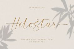 the word hellostar is written in gold ink on a white background with green leaves