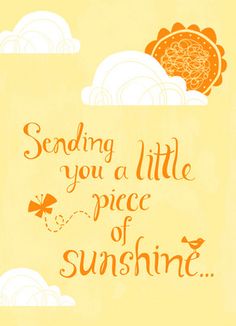 a card saying sending you a little piece of sunshine