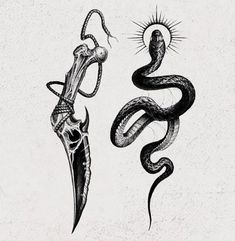 an image of a snake and dagger tattoo design by person on devie art tattoos