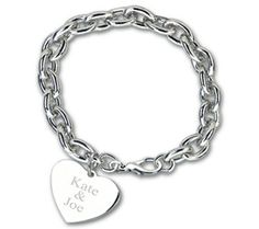 Personalized Silver Heart Link Bracelet $16 Different Font Styles, Bridesmaid Gifts Unique, Unique Bridesmaid, Silver Link Bracelet, Heart Tag, Silver Engraving, Polish Silver, Drawstring Pouch, Tiffany Heart