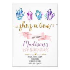 she's a gems birthday party card