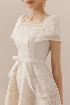 Back Bow Dresses Women, Square Neckline Dress With Sleeves, Luxury Dress Classy, Luxurious Dress, Filipiniana Dress, Luxurious Dresses, Mean Blvd, Timeless Dress