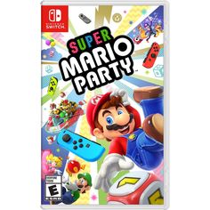 an image of a video game cover with mario party on the front and back side